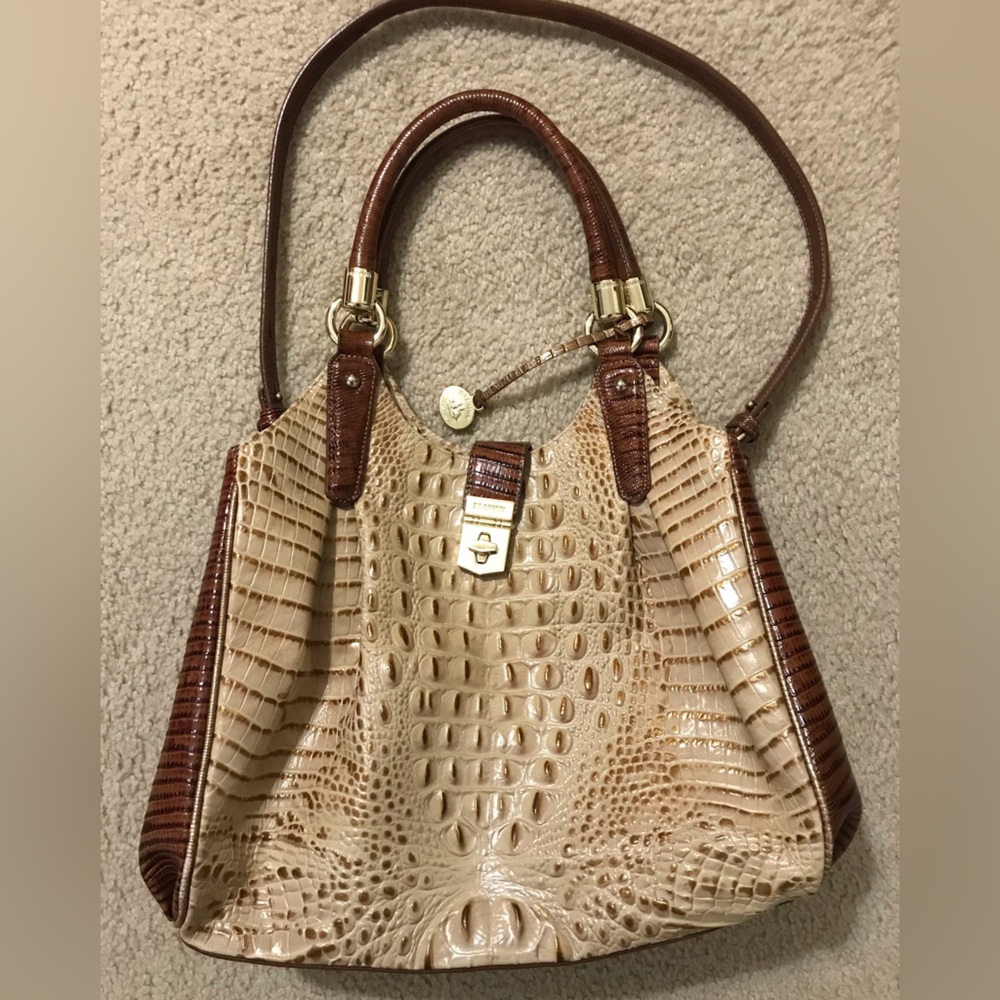 LARGE TWO TONE BROWN *BRAHMIN* HANDBAG